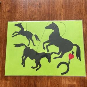 Vintage Flensted Danish Hanging Art Kinect Mobile Black Horse Equestrian # 118